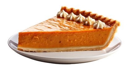 Wall Mural - Half of a pumpkin pie isolated on transparent background.