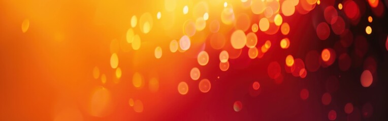 Leinwandbilder - A blurred background with out-of-focus lights creating a soft, colorful bokeh effect. The background fades from bright orange to dark red, with a variety of sizes and shapes of light orbs.
