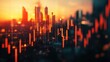 © ChiffonCake - Urban Sunset Finance A vibrant cityscape at sunset, overlaid with glowing financial charts, depicting growth and opportunity in the heart of the metropolis.