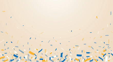 Poster - Falling blue and yelow ribbon confetti background