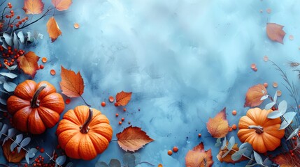 Wall Mural - A Halloween sale banner design features pumpkins on a blue background, creating a festive and seasonal promotional message.