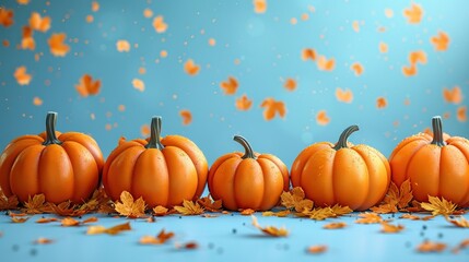 Wall Mural - A Halloween sale banner design features pumpkins on a blue background, creating a festive and seasonal promotional message.