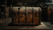 © cochisevisuals - Old, dusty wooden chest with brass accents in an abandoned attic.