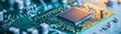 © MNFTs - Detailed close-up of a modern microprocessor on a circuit board showcasing technology and innovation in electronics.