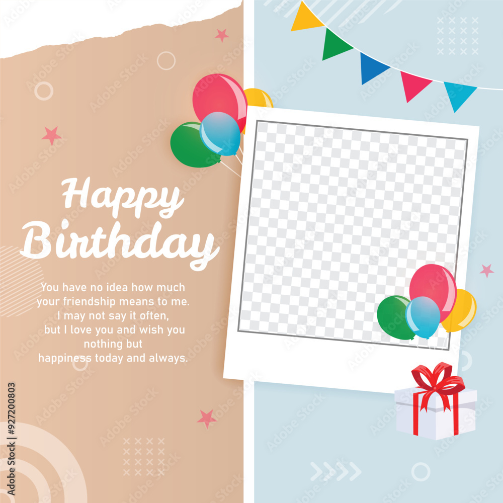 Happy birthday photo frame for birthday card and social media designs ...