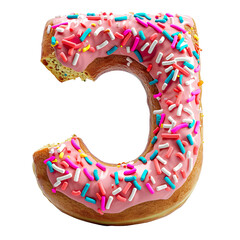 Wall Mural - The letter 'J' made with Donut, standing, isolated a white transparent background