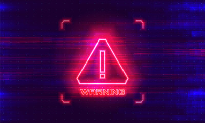 Wall Mural - Danger sign. Hacked system or cyber attack. Warning symbol on the screen. Vector illustration.