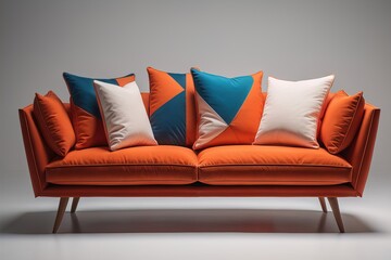 Wall Mural - A creative, colourful, and stylish sofa in the interior, AI generated