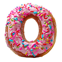 Wall Mural - The letter 'O' made with Donut, standing, isolated a white transparent background