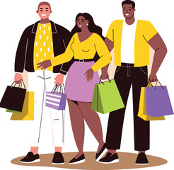 Black people shopping illustration, multicolor vector uses for various purpose