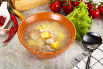 Poster - Homemade chicken soup with vegetables