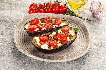 Wall Mural - Baked eggplant with cheese and tomato