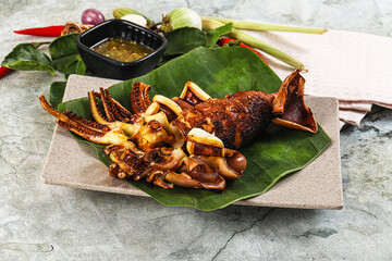 Poster - Delicous Grilled squid with sauce