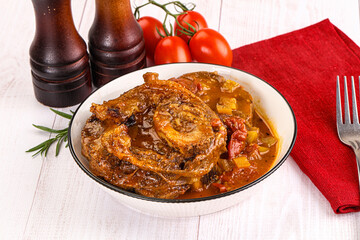 Poster - Italian cuisine - ossobuco with sauce