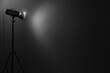 © New Africa - Dark photo background and professional lighting equipment in studio, space for text