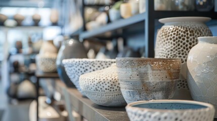 Close-up of decorative elements in a showroom interior design. 