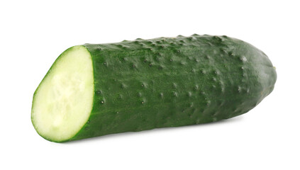 Wall Mural - Piece of fresh cucumber isolated on white