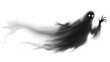 © Ksenia - Realistic Halloween ghost shadow PNG. Transparent isolated phantom. Flying spooky dead soul. Black smoke transparent horror monster.