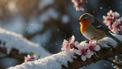 robin in the snow