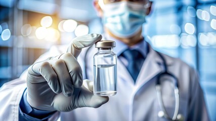 Doctor Holding a Vial of Vaccine.