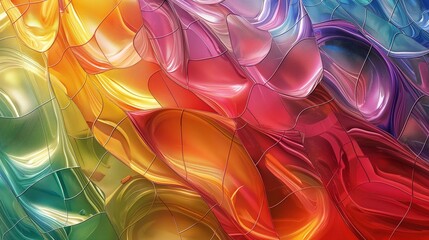 Wall Mural - A vibrant mosaic of swirling colors blending into each other with a glass-like texture, creating an abstract landscape.