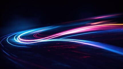 Wall Mural - striking neon shades swirling and turning in the dimness, implying a vibrant dance