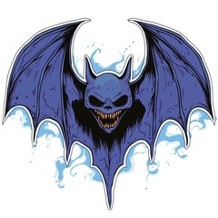 Wall Mural - Ferocious Purple Bat with Sharp Teeth