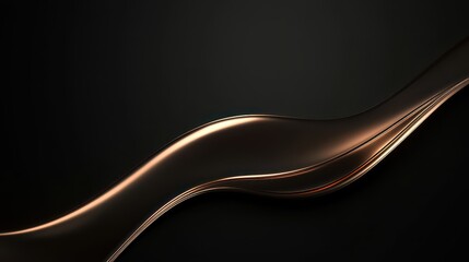 Wall Mural - a smooth, flowing abstract design with metallic tones on a dark background.