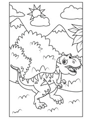 Canvas Print - Dinosaur coloring page for kids