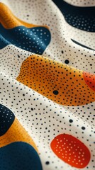 Poster - A colorful piece of fabric with a pattern of circles and squares