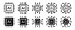 © Gopal - Ai chip icon set. computer microchip vector symbol. semiconductor micro chip hardware sign. robot brain artificial intelligence processor vector icons pack.