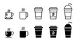 © Gopal - icons set of disposable paper or plastic cups. drink coffee or tea cup vector symbol. hot drink mug  with smoke sign.