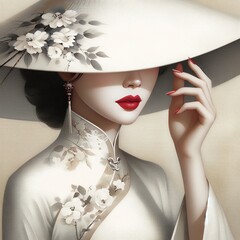 Wall Mural - Elegance in Simplicity: A Portrait of Vietnamese Beauty with Generative AI.