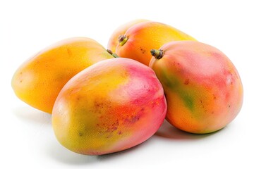 Banner featuring ripe mangoes on white background