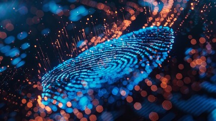 Abstract fingerprint design with glowing lights. A futuristic abstract fingerprint design with glowing lights, perfect for use as a background or graphic element.