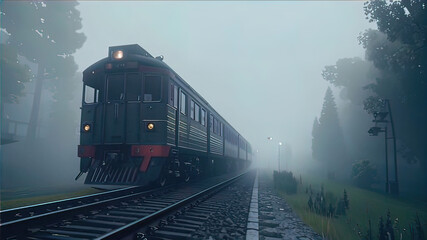 open environment of beautiful nature with modern electric train, atmosphere of the day, railway, train travels on railway