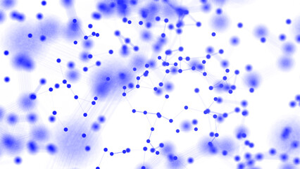 Abstract plexus technology background with glowing blue connecting lines and dots or nodes on white background. Digital data network connectivity concept.