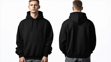 mock up template hoodie. Front and back view of hoodie