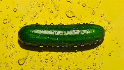 Wall Mural - A whole cucumber with dew drops