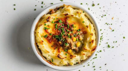 Wall Mural - A bowl of mashed potatoes with green herbs on top