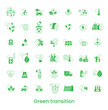 © vladgrin - Set icons. Alternative clean energy. Transition to environmentally friendly world concept.  Ecology infographic. Green power production. Transition to renewable alternative energy.