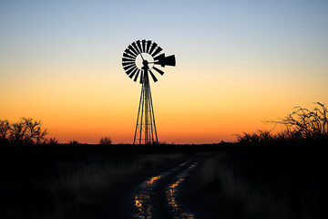 windmill at sunset