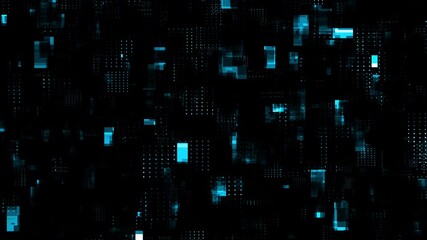 Wall Mural - motion graphic of blue data matrix simulation digital line and grid technology with futuristic hud s