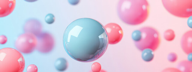 Wall Mural - A bunch of colorful spheres are floating in the air