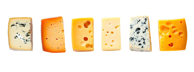 set of 4 sliced cheese isolated