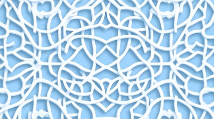 Wall Mural - Seamless pattern with repeating blue and white shapes.