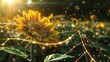 © JackBoiler - Sunflower with digital enhancements in a sleek, modern setting, representing the harmony of nature and technology