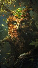 Canvas Print - Cartoon owl tree