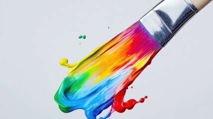 Paintbrush with Colorful Swirls of Paint