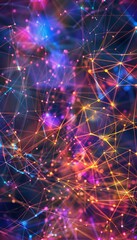 Vibrant neon network  intricate high tech pattern in a dynamic digital landscape